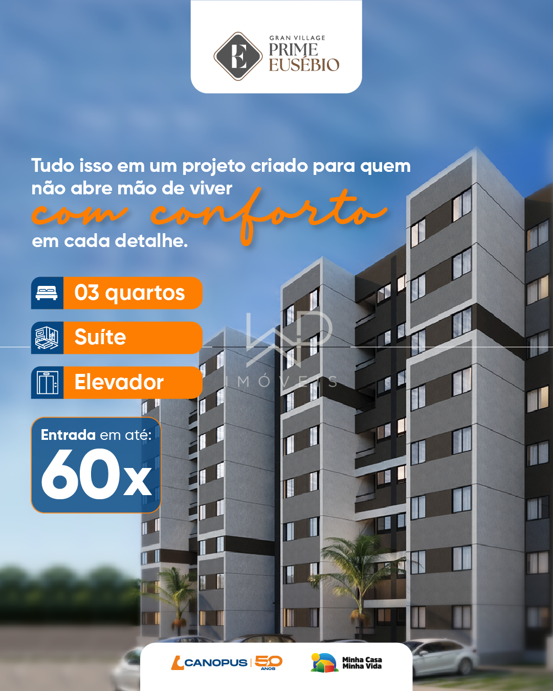 APÊ 3 Quartos com Suíte | Entrada em Até 60x | Renda de R$ 7 Mil