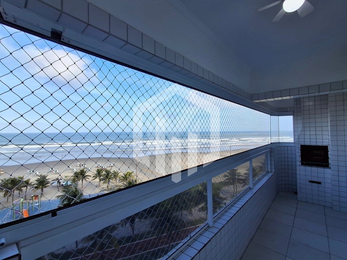 Apartamento com vista frontal para o mar, sacada gourmet, 1 dormitório em Praia Grande por R$ 429 mi