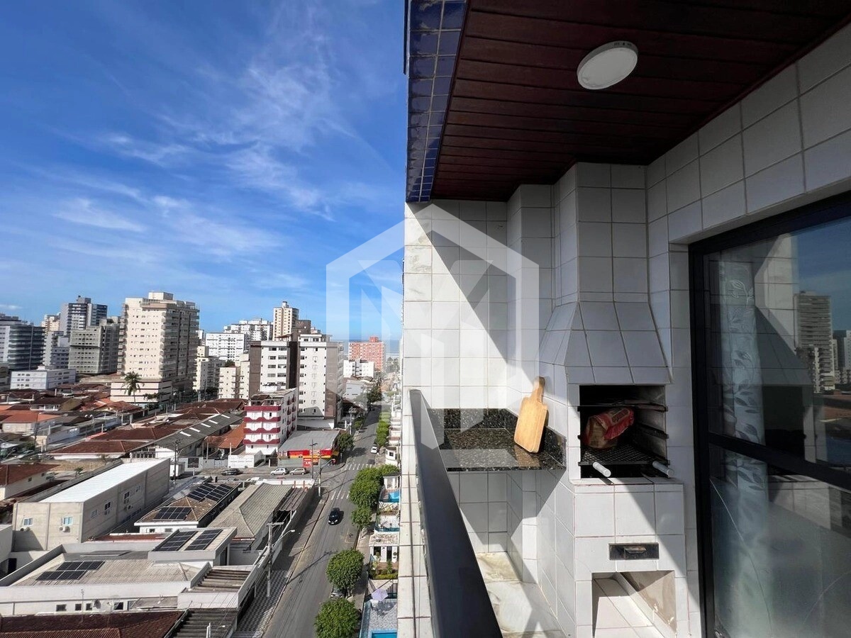 Apartamento mobiliado com vista mar, 2 dormitórios, suíte e garagem em Ocian, Praia Grande