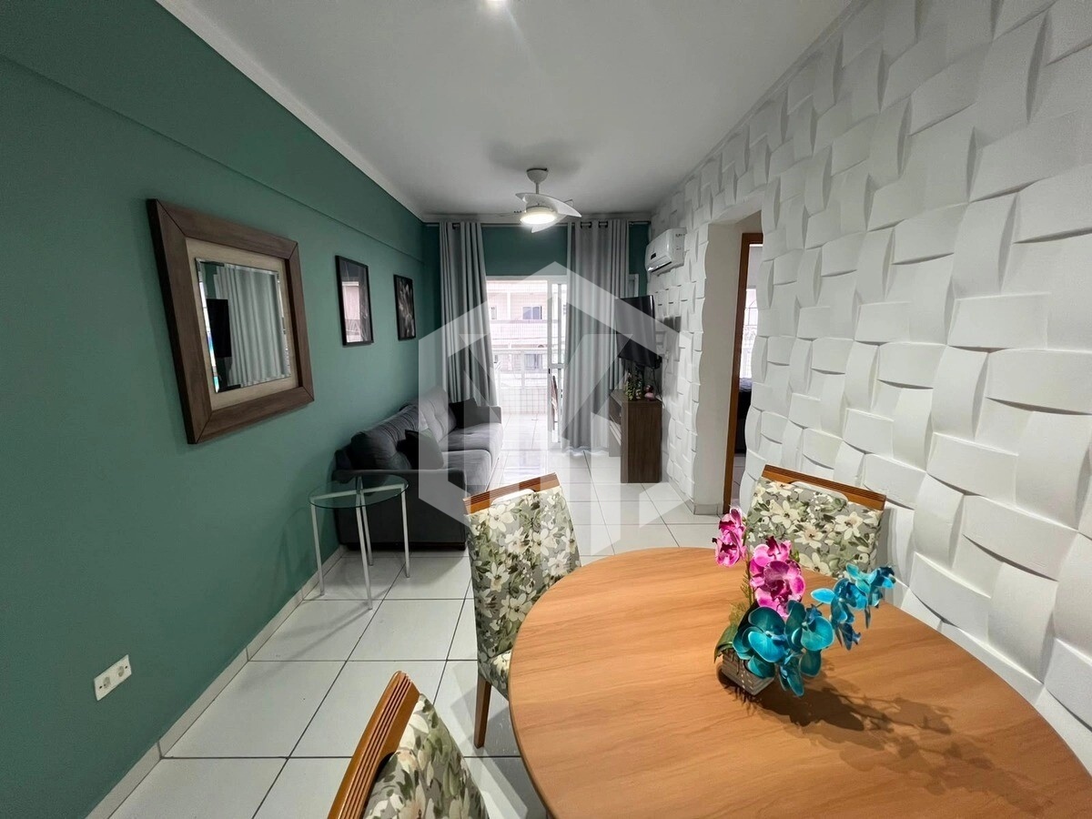 Apartamento mobiliado de 2 dormitórios na Aviação, Praia Grande, com 75 m² e vaga de garagem