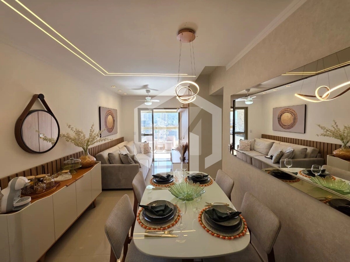 Apartamento de 74m² com 2 dormitórios, 1 suíte, vaga e decorado no Boqueirão, Praia Grande