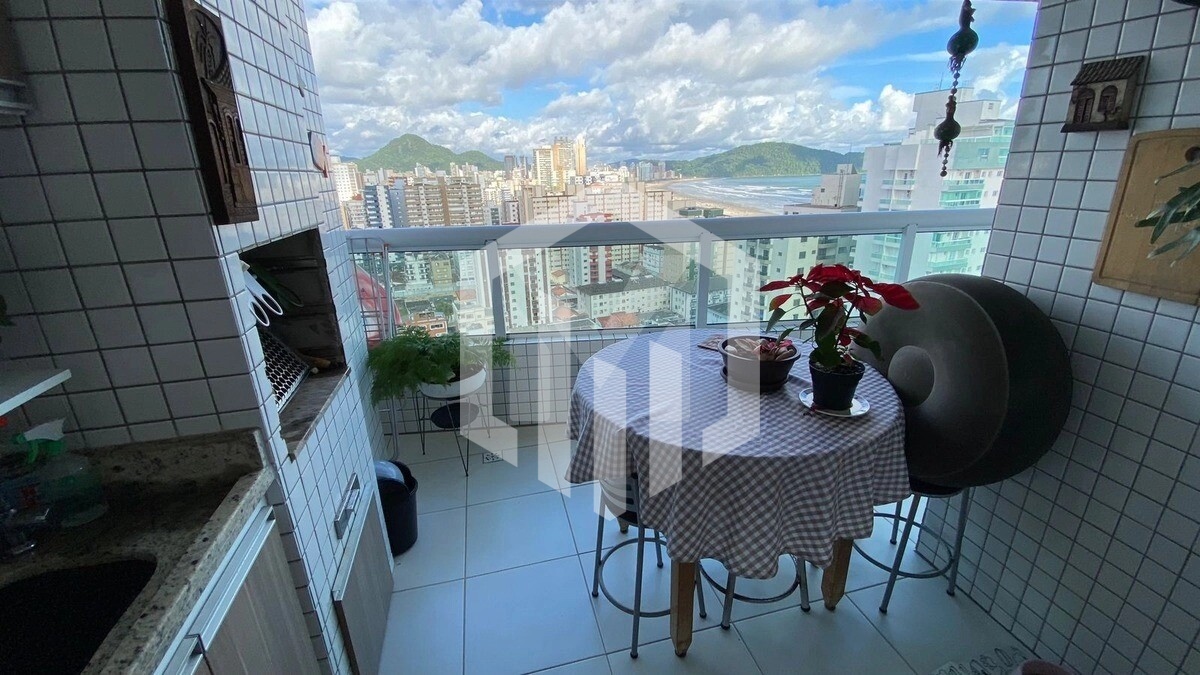 Apartamento com vista mar, 2 dormitórios, 1 suíte e garagem na Guilhermina, Praia Grande