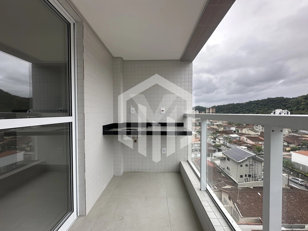 Apartamento novo de 2 quartos com suíte e sacada gourmet no Canto do Forte, Praia Grande
