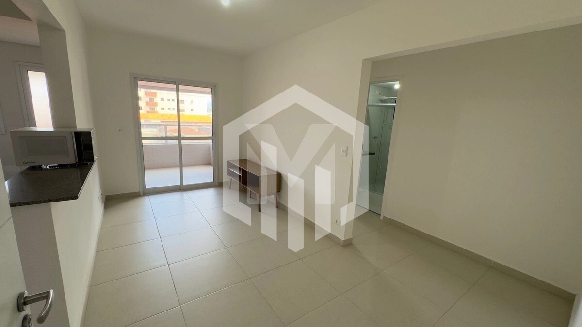 Apartamento novo de 1 dormitório com sacada gourmet, vista lateral e lazer completo em Praia Grande