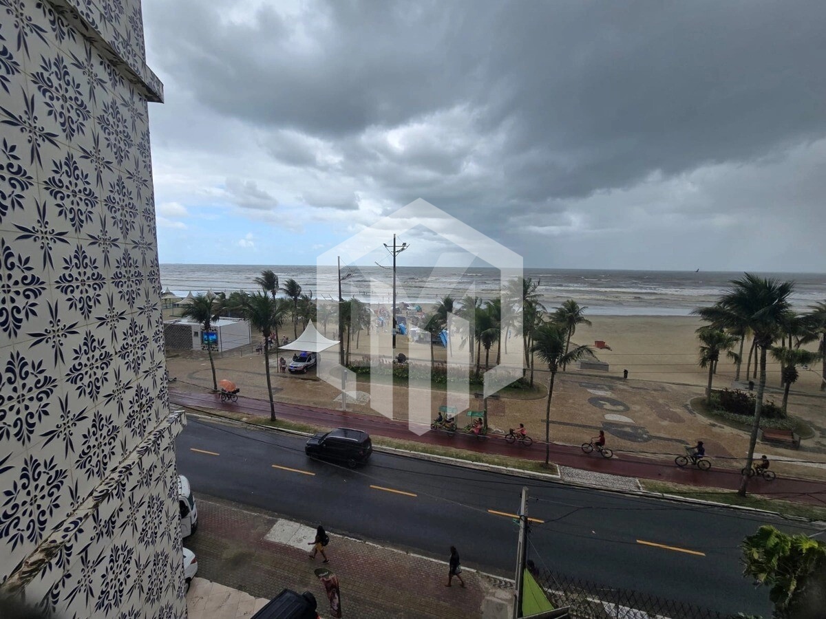 Apartamento com vista definitiva para o mar em Praia Grande, 1 dormitório flexível no bairro Mirim