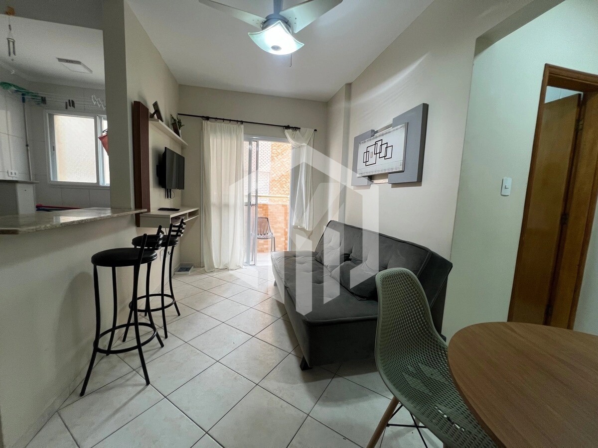 Apartamento de 1 dormitório com vista mar no Maracanã, garagem e lazer em Praia Grande-SP