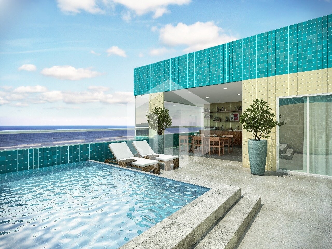Apartamento de 2 quartos com vista mar, piscina e academia no litoral de Praia Grande