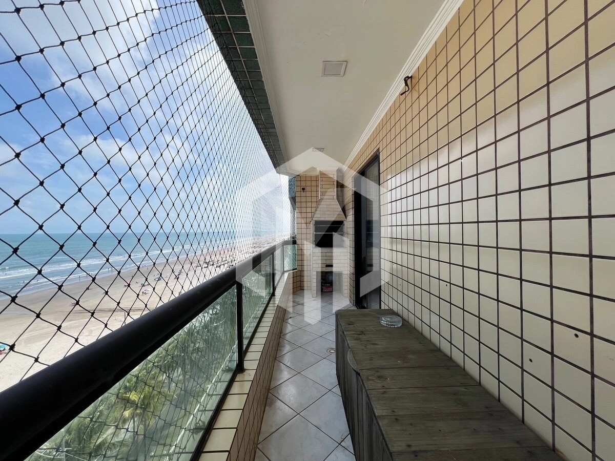 Apartamento frente ao mar com 1 dormitório, sacada gourmet e vaga em Praia Grande