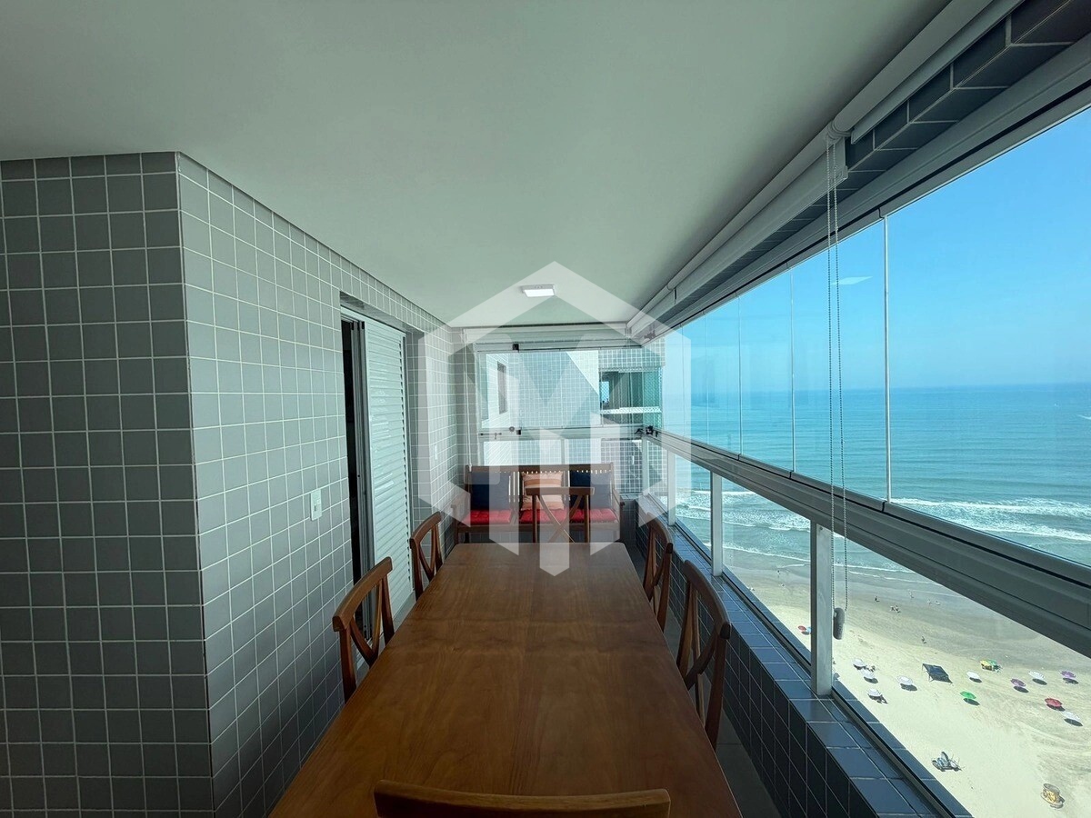 Apartamento mobiliado com vista parcial para o mar no Caiçara, Praia Grande/SP