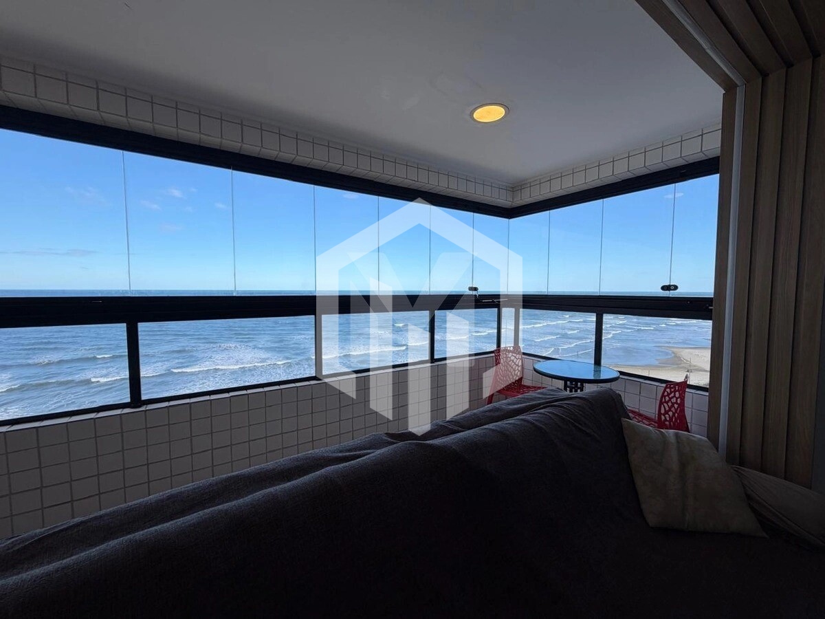 Apartamento mobiliado com vista total para o mar no Caiçara, 2 dorms, suíte e vaga em Praia Grande