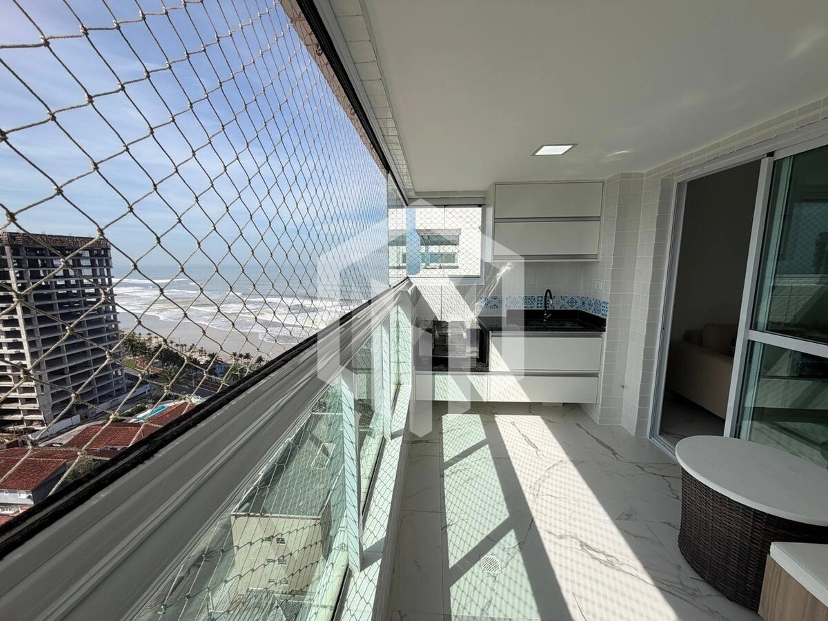 Apartamento com vista parcial para o mar, 2 dormitórios, suíte e vaga na Praia Grande