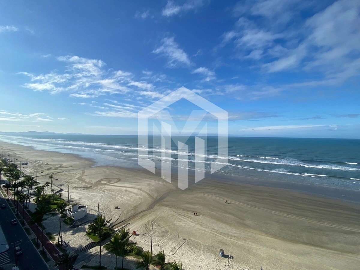 Apartamento com vista mar na Caiçara, Praia Grande, 2 dormitórios e 1 suíte, aceita financiamento
