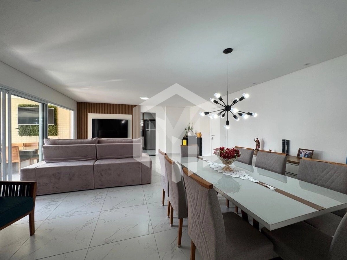 Apartamento mobiliado de 3 suítes na Aviação, Praia Grande, com vista livre e lazer completo