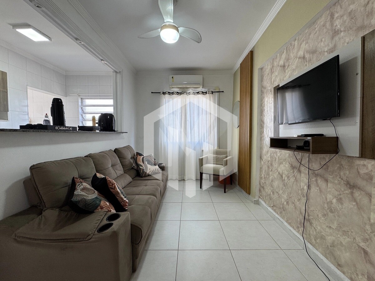 Apartamento mobiliado de 1 dormitório na Caiçara com lazer e garagem em Praia Grande